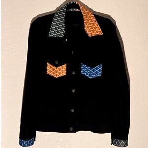 Vintage Custom Goyard Jacket - Black Multi-Color Design